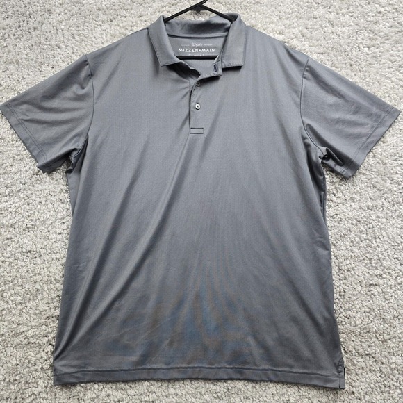 Mizzen+Main Mens‎ Performance Polo Shirt XL Gray Short Sleeve Golf Stretch - Picture 1 of 11
